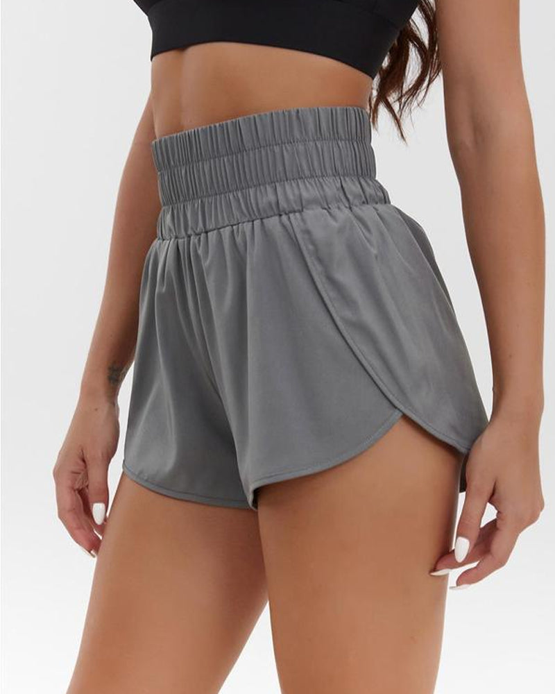 Women's Solid Color High Waist Casual Comfortable Stretch Quick-Drying Sports Shorts Main image