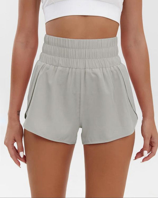 Women's Solid Color High Waist Casual Comfortable Stretch Quick-Drying Sports Shorts