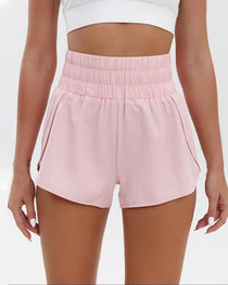 Women's Solid Color High Waist Casual Comfortable Stretch Quick-Drying Sports Shorts