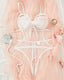 Sexy Floral Lace Bow Tie Open Crotch Hollow Polka Dot Mesh One-Piece Pajamas