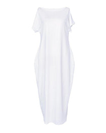 Women's Solid Color Bat Sleeve Casual Comfortable Short Sleeve Dress