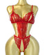Women's Sexy Hollow Translucent Floral Lace Backless One-Piece Pajamas