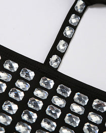 Sexy Halter Neck Backless Elastic Slim Fit Diamond Vest