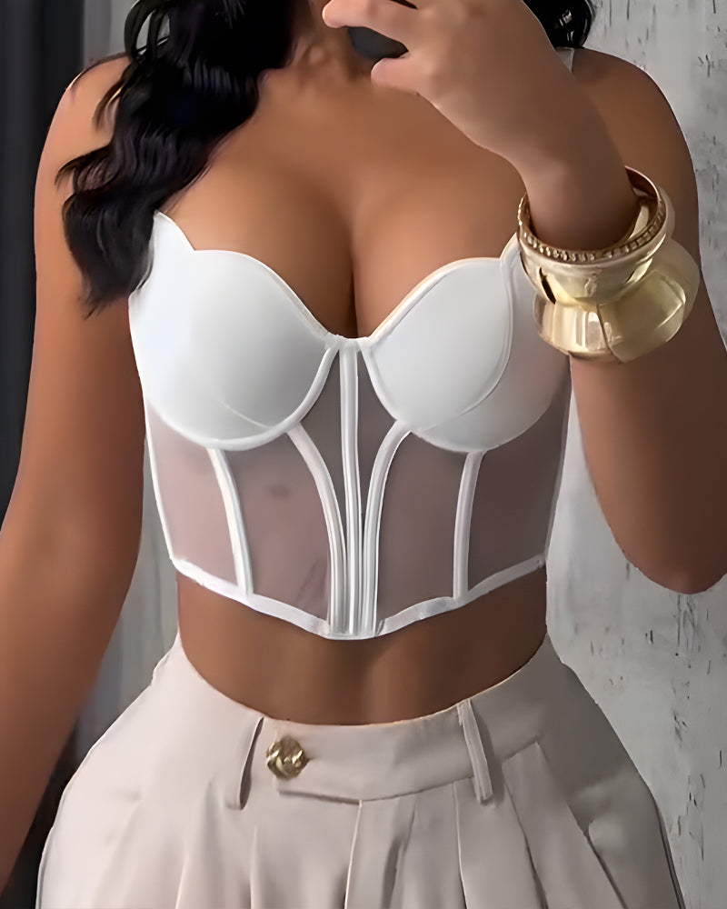 Sexy Sheer Mesh Push-Up Corset Top Main image