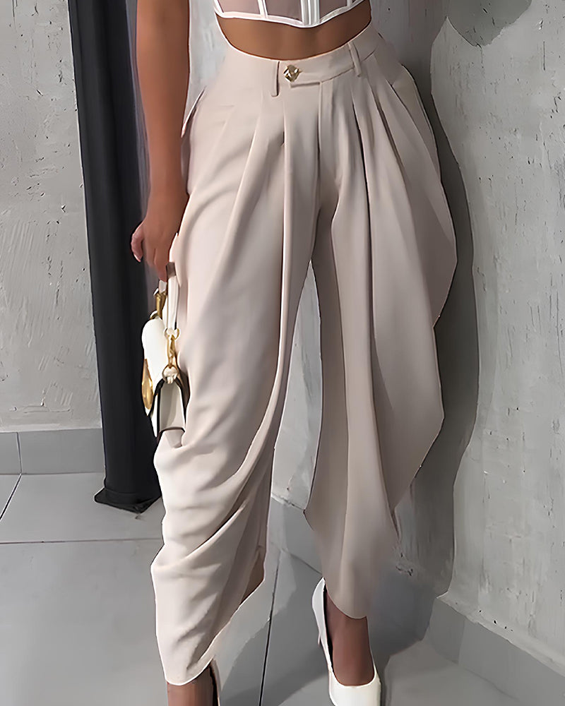 Casual High Waist Loose Ruched Irregular Pants Main image