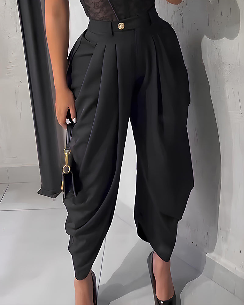 Casual High Waist Loose Ruched Irregular Pants Secondary image