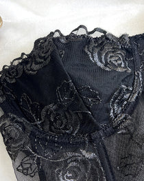 Sexy Flower Lace Mesh Herringbone Tube Top