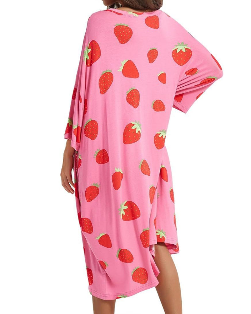 Women's Casual Printed Short Sleeves With Pockets Loose and Comfortable Home Wear Secondary image