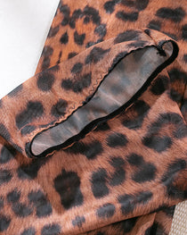 Sexy Leopard Push-Up Bra Underwear Thong Set With Stockings and Choker 6 Pieces Set