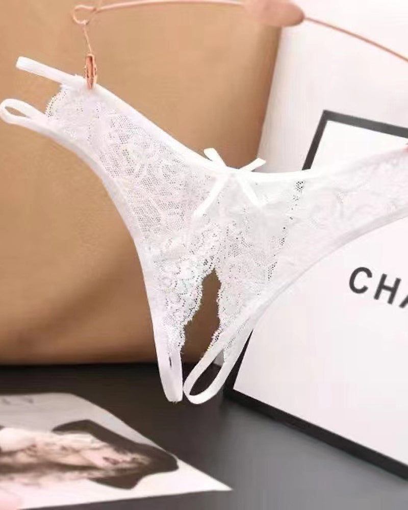 Women's Sexy Lace Open Crotch Hollow Low Rise Thong Secondary image