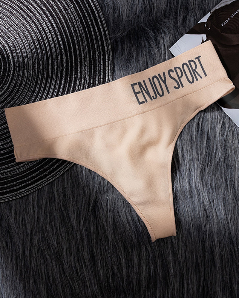Women's Sexy Seamless Sports Fitness Letter Wide Waist Briefs