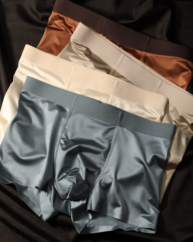 Men's Ice Silk Mulberry Silk Antibacterial Boxer Briefs Main image