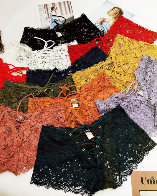 Women's Sexy Flower Lace Back Waist Tie Design Panties