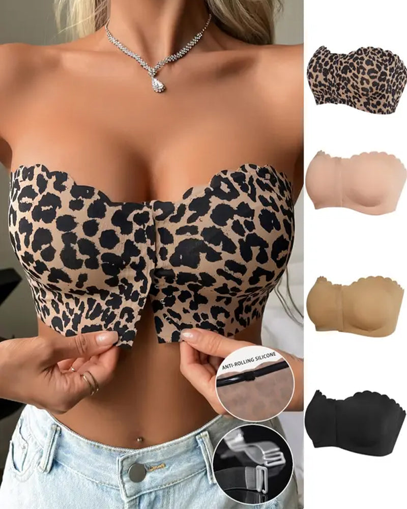 Women's Seamless Strapless Front Buckle Comfort Push Up Bra Main image