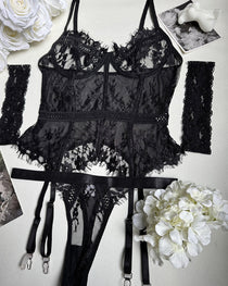 Sexy Lace Stitching Suspender Pajamas Set