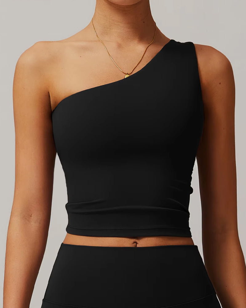 One-Shoulder Waist-Hugging Quick-Drying Sports Vest Main image