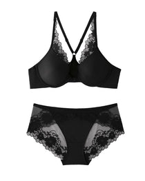 Women's Seamless Front-Clasp Wire-Free Lace Comfort Bra and Panty Set