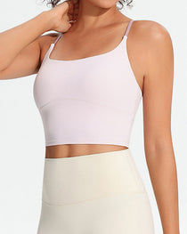 Women's Seamless Fixed Chest Pad Contrast Color Strap Cross Sports Yoga Vest