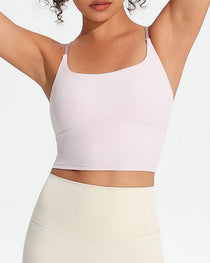 Women's Seamless Fixed Chest Pad Contrast Color Strap Cross Sports Yoga Vest