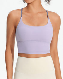 Women's Seamless Fixed Chest Pad Contrast Color Strap Cross Sports Yoga Vest