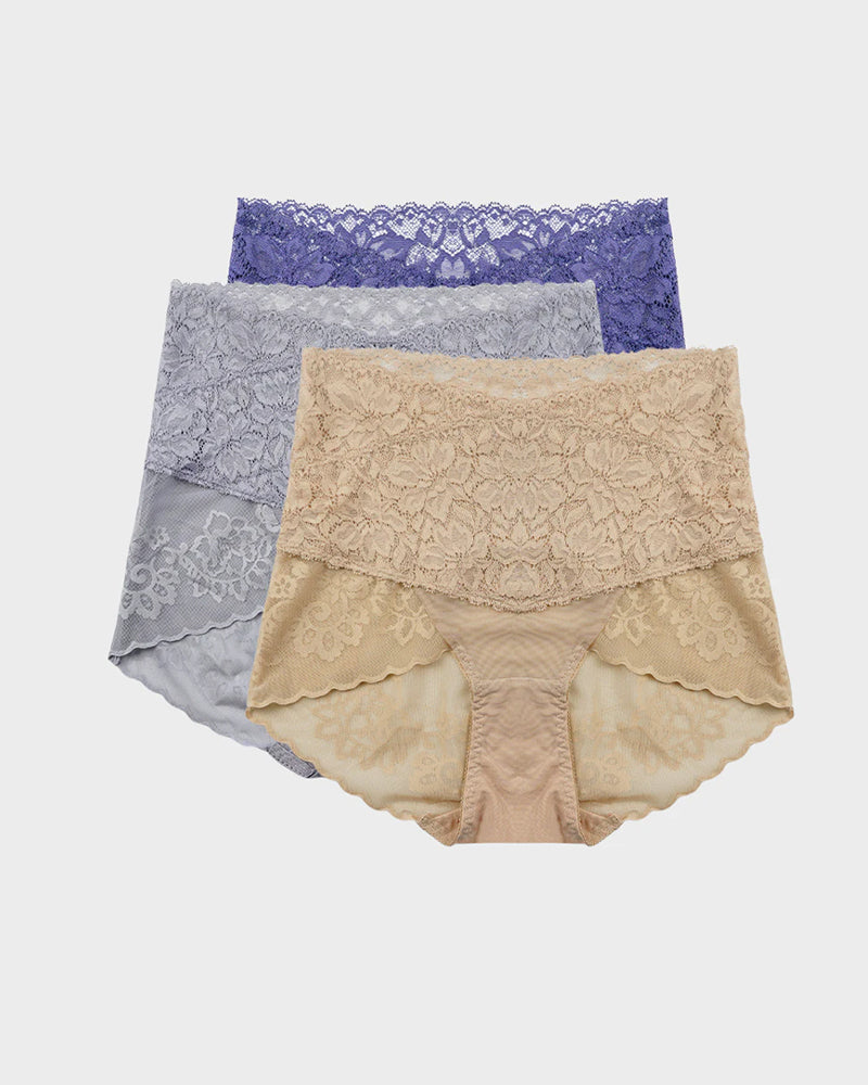 3-Pack High-Waist Lace V-Shaped Breathable Tummy-Control Panties Secondary image