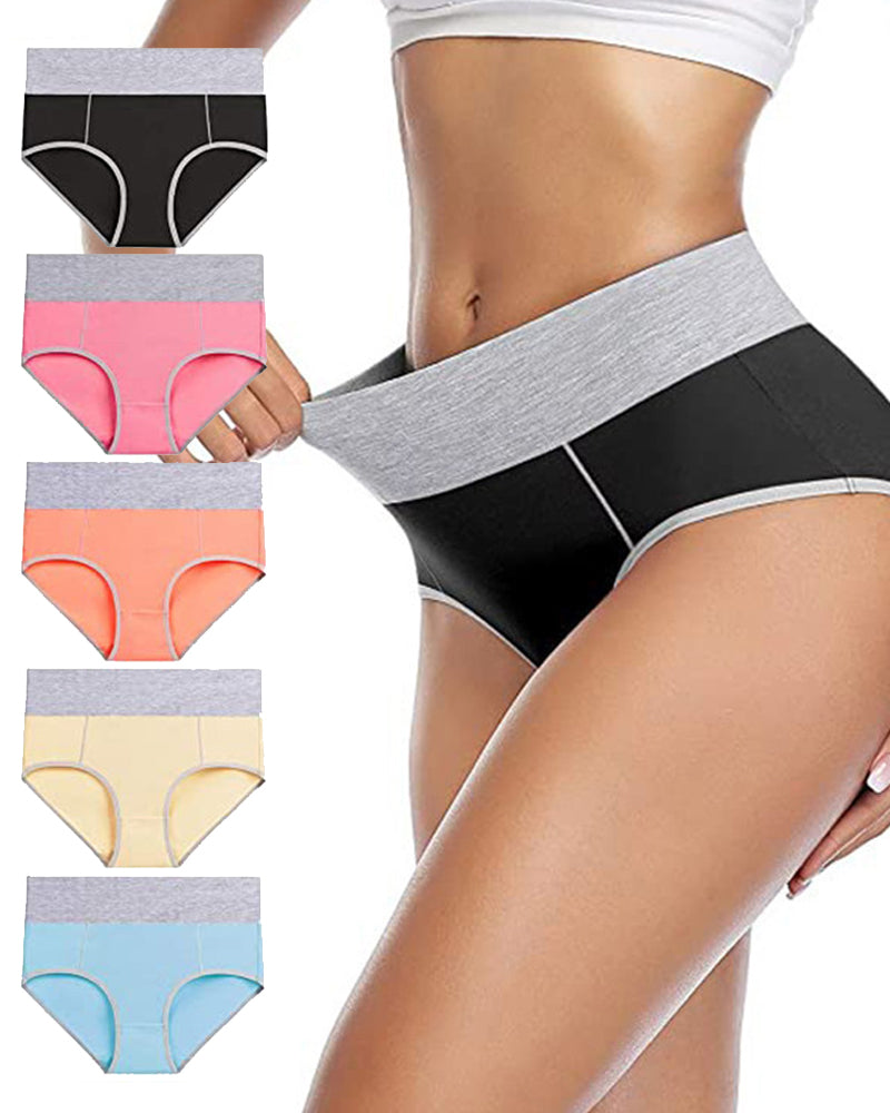 Women's Mid-Rise Colorblock Plus Size Cotton Butt Lifting Waist Briefs Main image