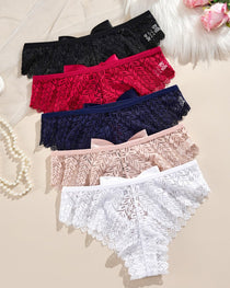 Sexy Bow Lace Breathable Hollow Comfortable Panties