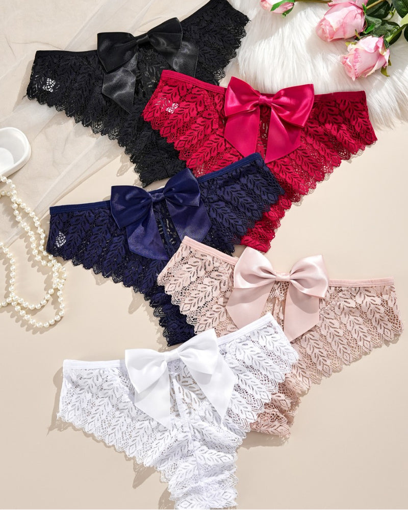 Sexy Bow Lace Breathable Hollow Comfortable Panties Main image