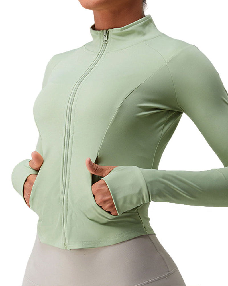 Breathable Quick-Drying Front Zip Yoga Track Jacket with Pockets and Thumbholes Secondary image