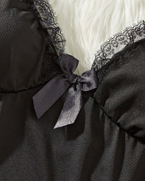 Sexy Lace Mesh See-Through Suspender Nightdress