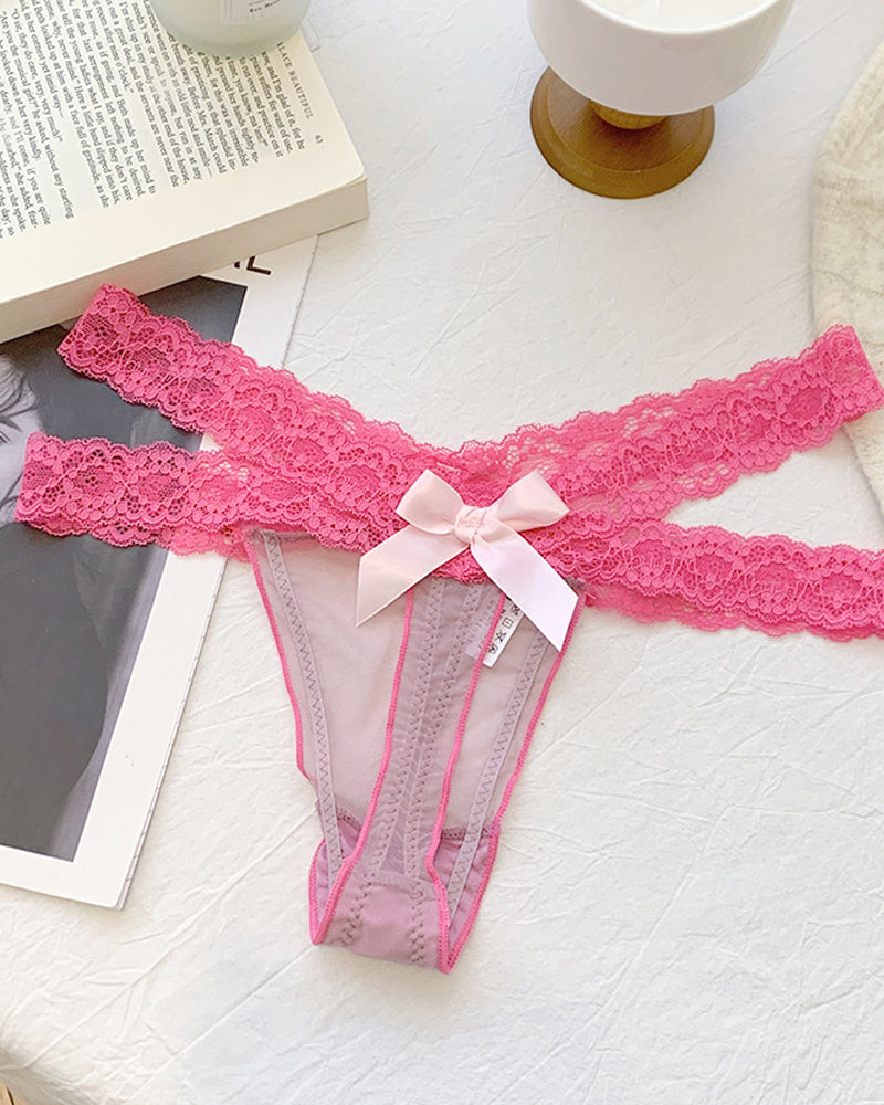Sexy Colorblock Lace Low-Rise See-Through Mesh Thong Secondary image