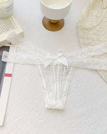 Sexy Colorblock Lace Low-Rise See-Through Mesh Thong