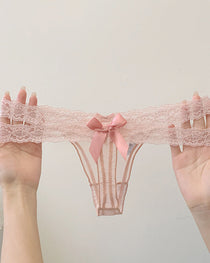 Sexy Colorblock Lace Low-Rise See-Through Mesh Thong
