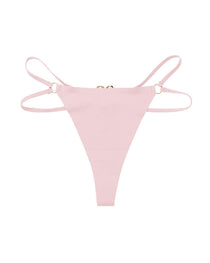 Seamless Double-Strap Heart Metal Ring Design Sexy Thong