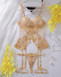 Sexy Mesh See-through Thin Lace Bra Set