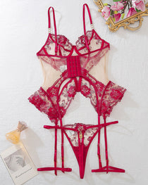 Sexy Mesh See-through Thin Lace Bra Set
