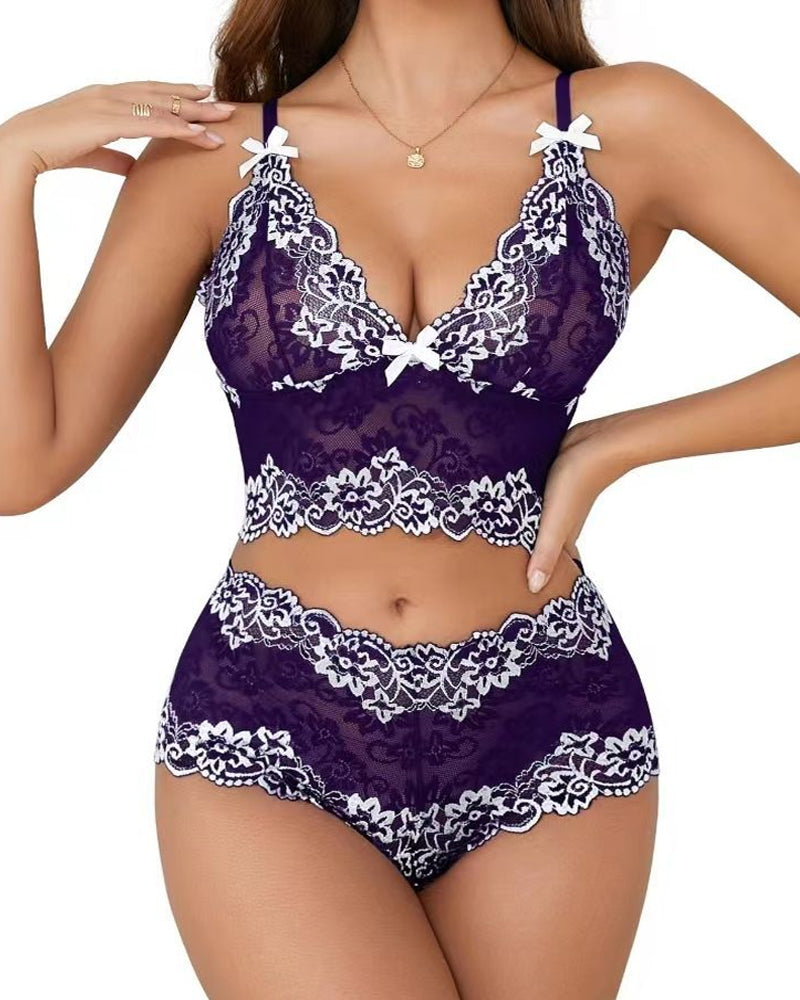 Sexy Lace Colorblock Underwear Set Main image