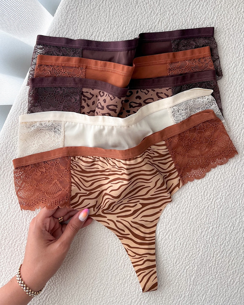Sexy Lace Colorblock Seamless Thong Main image