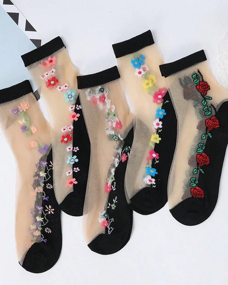 5-pack Women's Floral Jacquard Socks Secondary image