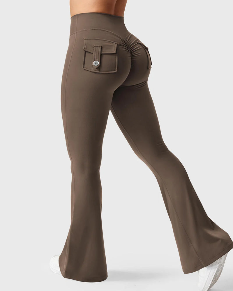 Women's Tummy Control Butt Lifting Pocket Flare Tight Yoga Pants Secondary image