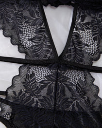 Sexy Lace Suspenders With Heart Ring Decoration One-Piece Pajamas