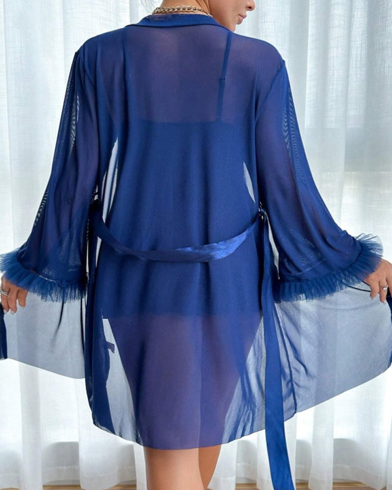Sexy Lace Mesh See-through Nightgown Set Secondary image