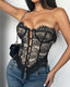 Sexy Lace Button Tube Top