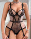 Lace Ruffle Stitching See-through Sexy One-piece Pajamas