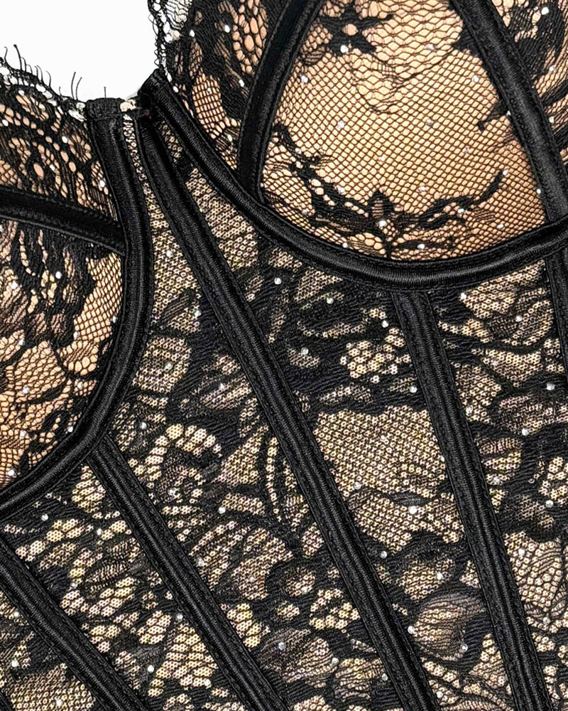 Sexy Diamond Lace Shaping Gathered Fishbone Tube Top Secondary image