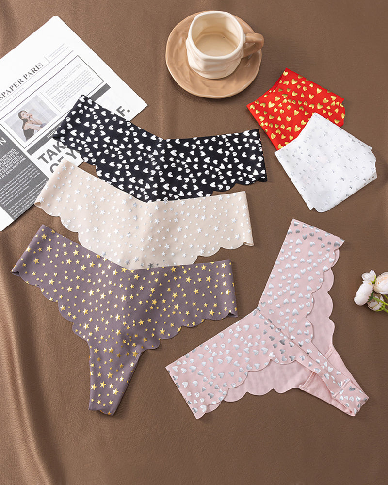 Sexy Seamless Ice Silk Heart Star Printed Panties Main image