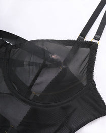 Sexy Back Hollow Mesh See-through Suspender Nightdress