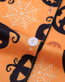 Casual Halloween Lapel Short-Sleeved Shorts Homewear Set