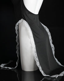 Halloween Sexy Nun Costume Role Play Hollow Slit Long Dress with Stockings Set