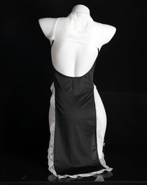 Halloween Sexy Nun Costume Role Play Hollow Slit Long Dress with Stockings Set